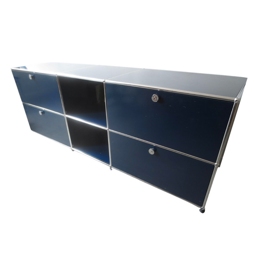 USM Haller Cabinet / Console 3x2 with 4 Drawers and 2 Shelves in Steel Blue