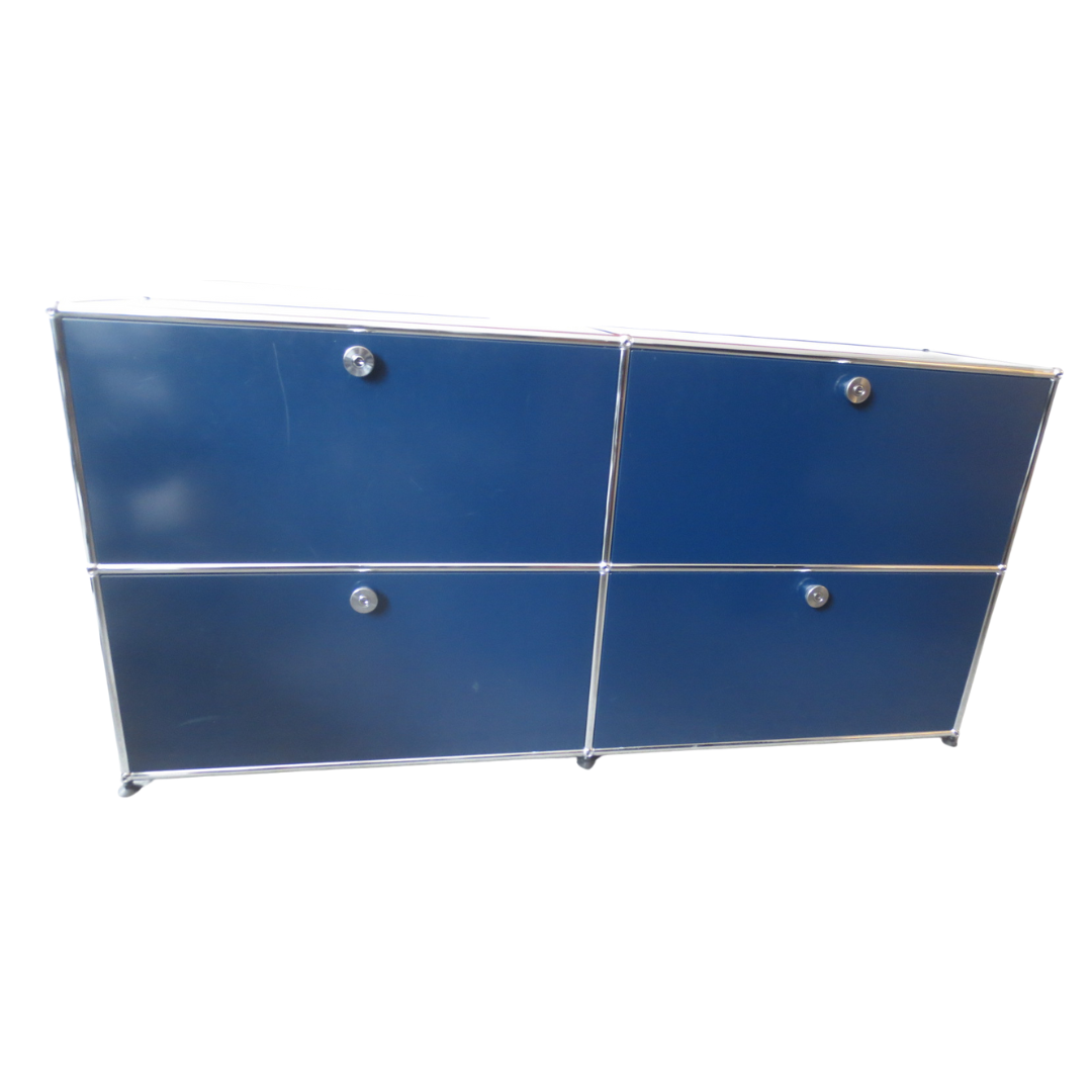 USM Haller Cabinet 2x2 with 4 Drawers in Steel Blue