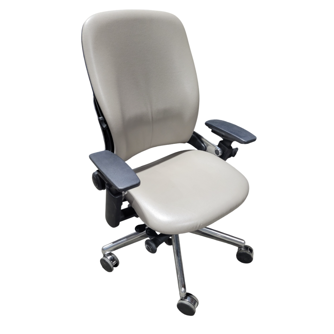 Steelcase Leap V2 Chair in Ash Eco-Leather with Aluminum Base