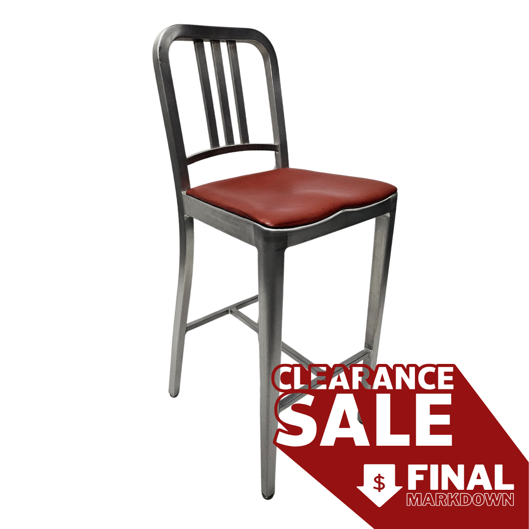 Emeco Navy Bar Height Stool with Red Seat