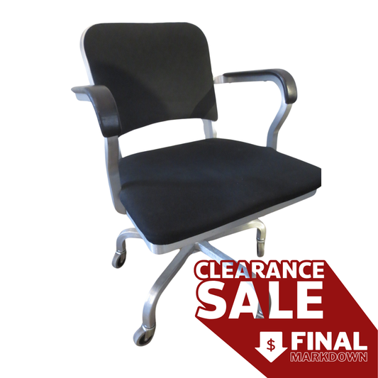Emeco Navy Officers Swivel Armchair in Black Fabric