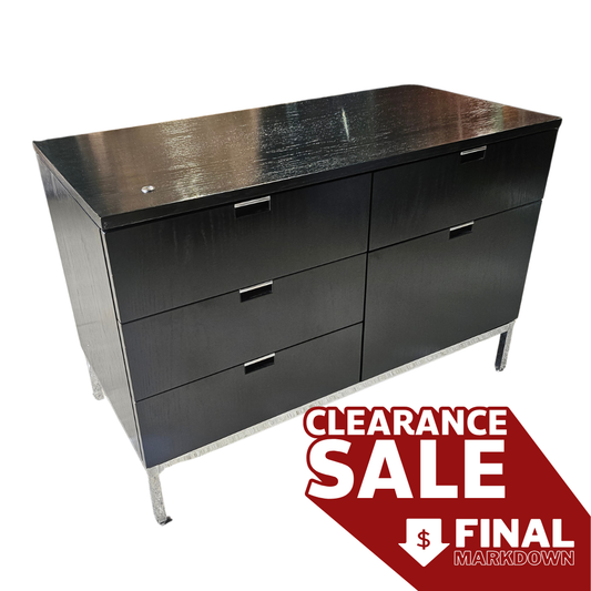 Florence Knoll 2-Position 5-Drawer Wood Credenza in Black