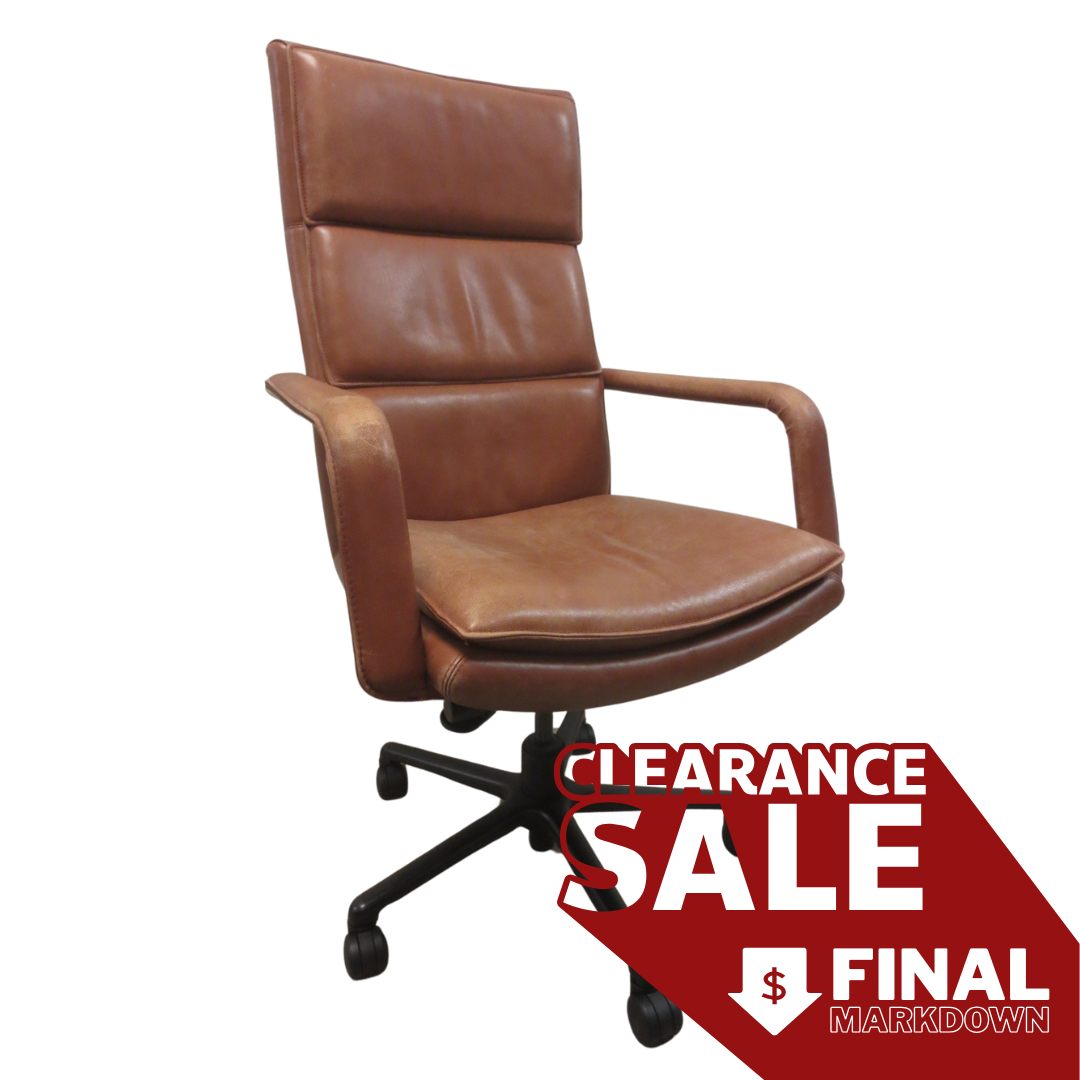 Keilhauer Elite 591 Highback Executive Office Chair in Brown Leather