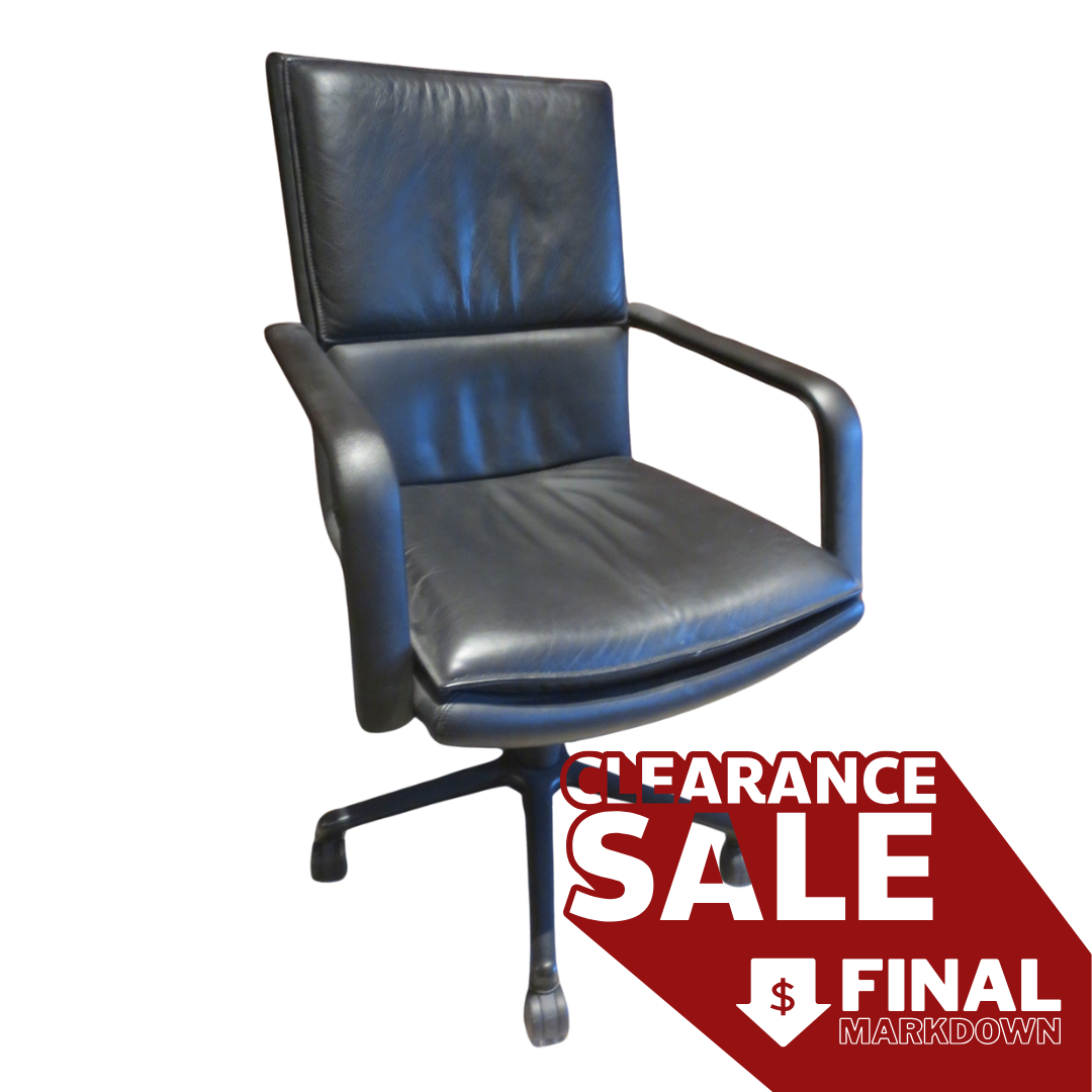 Keilhauer Elite 597 MidBack Executive Office Chair in Black Leather