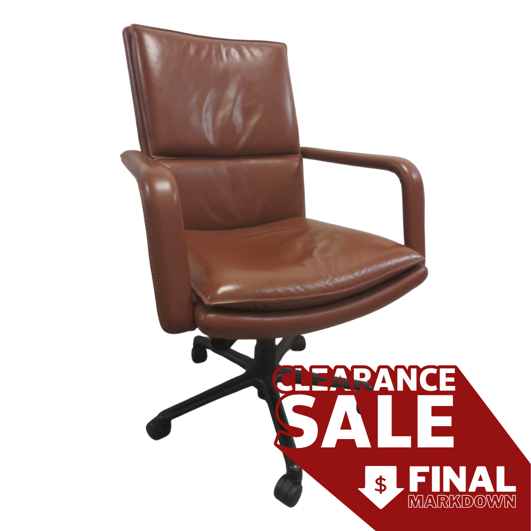 Keilhauer Elite 597 MidBack Executive Office Chair in Caramel Brown Leather