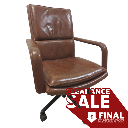 Keilhauer Elite 597 MidBack Executive Office Chair in Chesnut Brown Leather