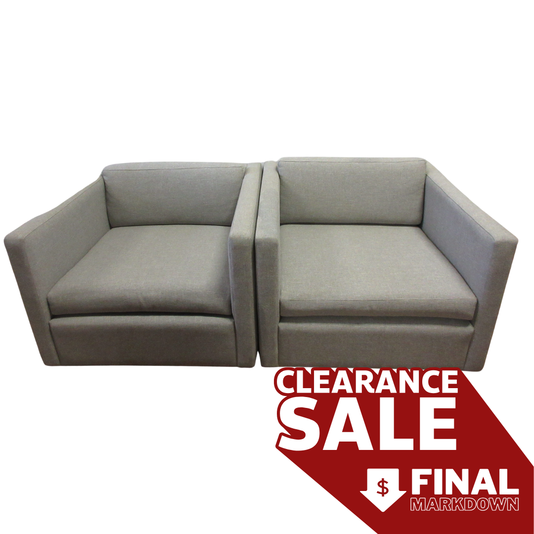 Knoll Charles Pfister Mid-Century Lounge Chairs in Grey - A Pair