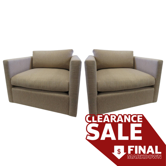 Knoll Charles Pfister Mid-Century Lounge Chairs in Peach - A Pair