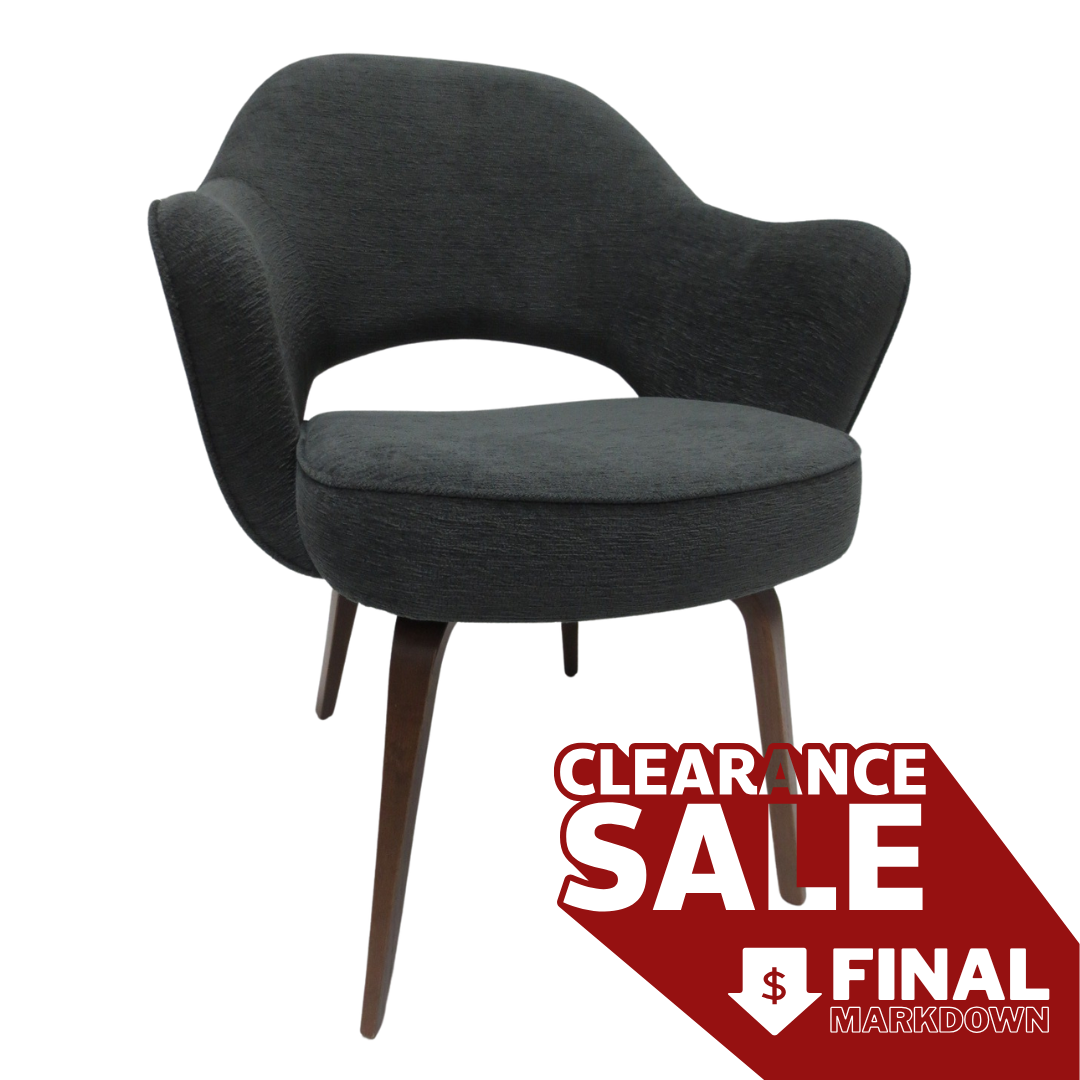 Knoll Saarinen Executive Side Chair in Grey with Wood Legs (New)