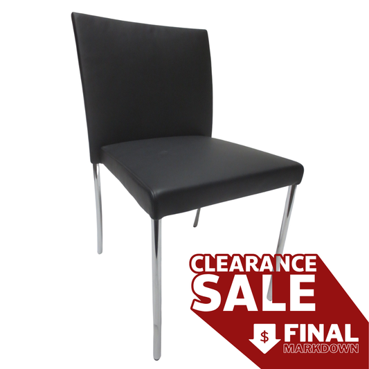 Walter Knoll Jason Lite Side Chair in Black with Polished Chrome Legs (New)