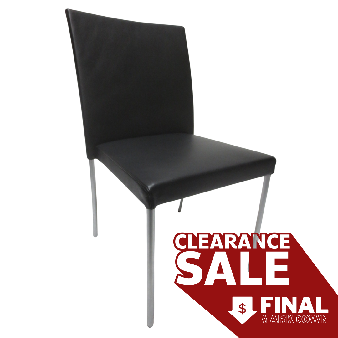 Walter Knoll Jason Lite Side Chair in Black with Satin Chrome Legs (New)