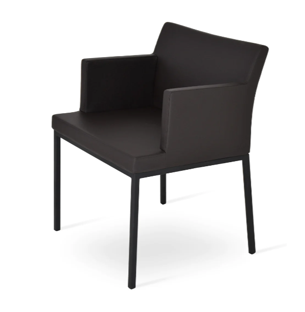 Soho Concept Soho Metal Chair in Black Leather (New)