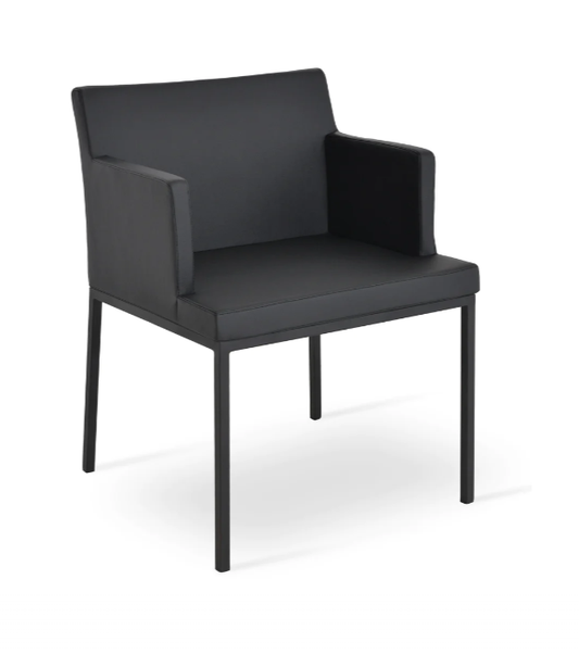 Soho Concept Soho Metal Chair in Black Leather (New)