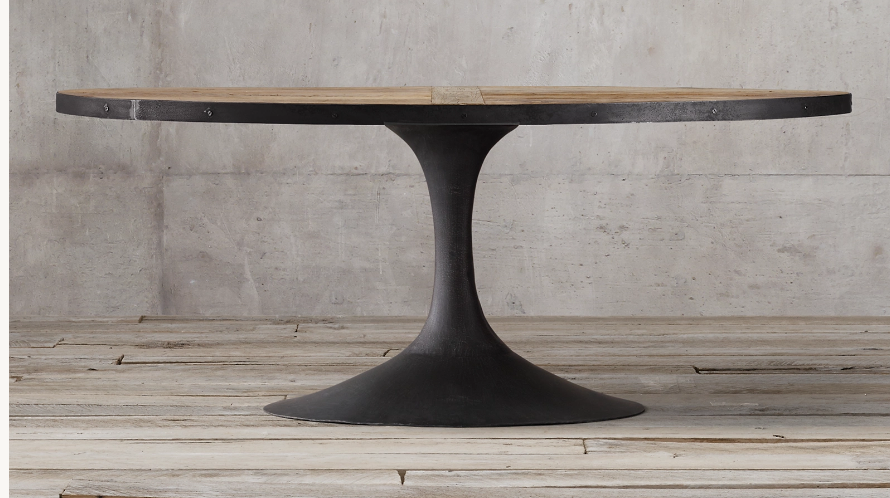 Restoration Hardware Aero Oval Reclaimed Elm Wood Oval Dining Table