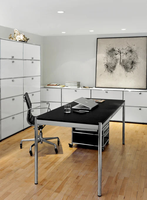 USM Haller T69 30x69-in Desk-Table in Black Oak Veneer