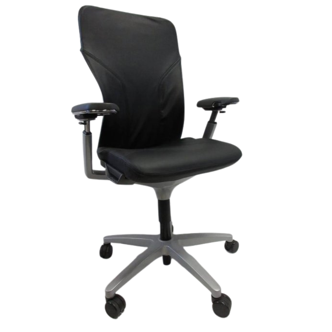 Allsteel Acuity Task Chair in Black Leather (New) - Bygone Icons