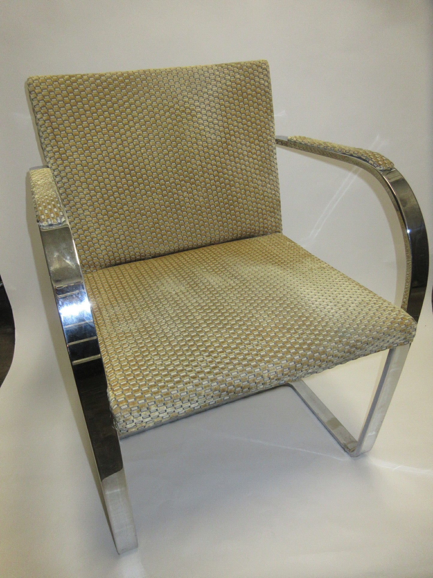 Mies van der Rohe BRNO Chairs with Patterned Upholstery - A Pair