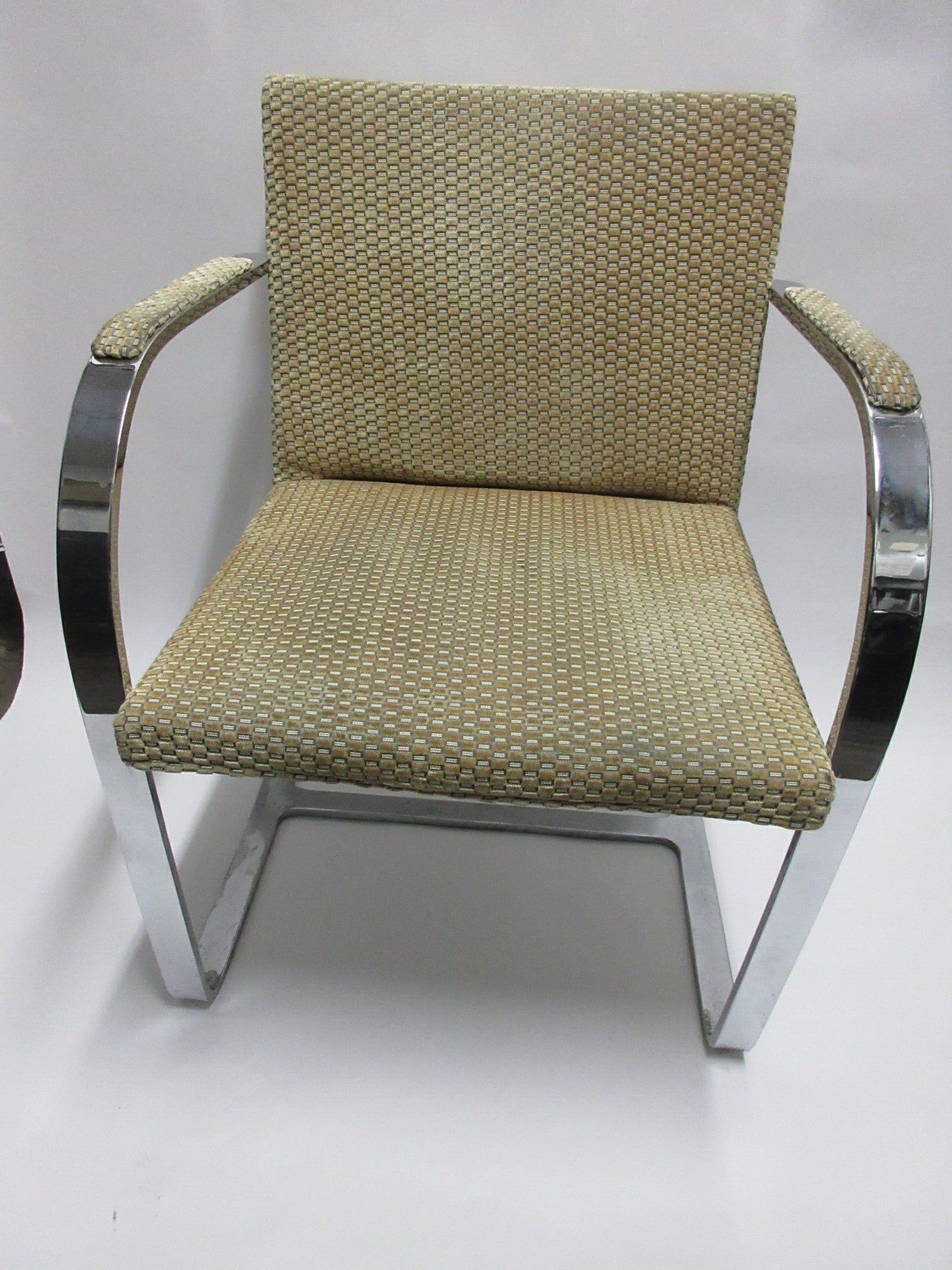 Mies van der Rohe BRNO Chairs with Patterned Upholstery - A Pair