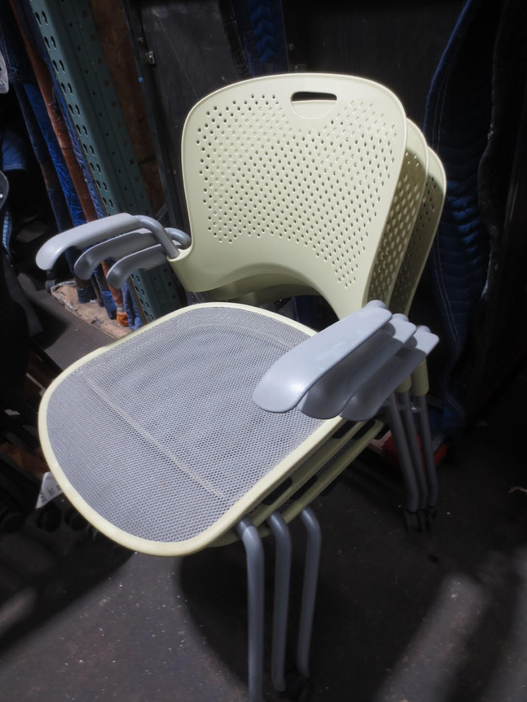 Herman Miller Caper Armchair in Lime with Grey Mesh Seat and Wheels